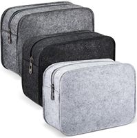 Lot de 3 sacs de rangement cosmétiques en feutre, trousse de maquillage avec fermeture éclair, sac de toilette de voyage, trousse à crayons pour Noël, fête des mères
