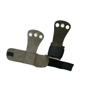 Poignées de musculation en <span class=keywords><strong>cuir</strong></span> de vache épais avec 3 trous, support pour le poignet, protection de la paume, adhérence supplémentaire - Unisexe - Product Image 4