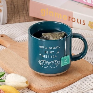 Tazza in gres opaco verde acqua con scritta 'Best-Tea', tazza da <span class=keywords><strong>caffè</strong></span> con fondo rustico per le bevande mattutine - Product Image 5