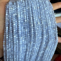 Perles en pierre naturelle en vrac pour la fabrication de bijoux : Agate bleue, Agate violette, Agate dentelle, Perles de cristal à facettes de 2mm, 3mm, 4mm