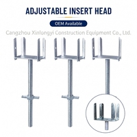 Tête de fourche en U pour échafaudage en acier Q235, norme EN74/BS1139, 4 pieds, galvanisation à chaud, diamètre de la tige filetée, marque XINGLONGYI