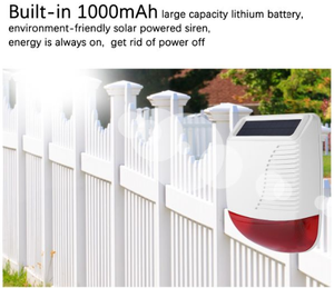 Kablosuz Alarm sireni açık güneş enerjili 110dB ses ışık Siren 433MHz ev güvenlik hırsız alarmı sistemleri sinyal dedektörü - Product Image 4