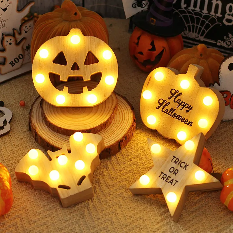 New cross-border Halloween decorations Scary pumpkin Bats LED lighting woodwork decorations party props