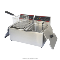 Friteuse électrique professionnelle à double cuve 11L, en acier inoxydable, avec 2 paniers, pour la friture de frites, idéale pour les restaurants de restauration rapide DF-11L-2