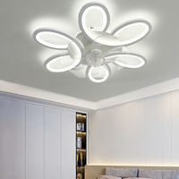 Lampu Kipas Plafon LED Modern Smart, Dapat Diredupkan, Remote Control, Desain Bunga Metalik, CRI Tinggi 9, Motor DC 6-Kecepatan, 3 Baling-Baling, Rendah, Cocok untuk Kamar Mandi