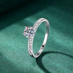 GRA Certificate 0.5CT Moissanite Ring 925 Silver Round Cut Brilliant Ring Fashion Engagement Ring for Woman Tokenof Commitment - Product Image 5