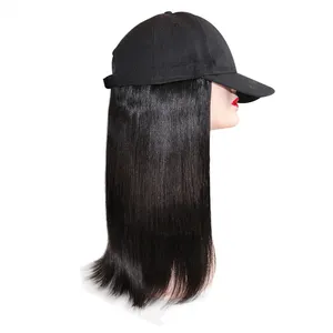 फैशन सरल कैप लघु बोबो मानव बाल मिश्रण टोपी विग लंबे कुंवारी बाल महिलाओं के लिए के साथ