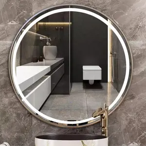 Circular Framed Led Bathroom Smart Mirror Touch Screen Led Bathroom Mirror With Light Smart Mirror Retail