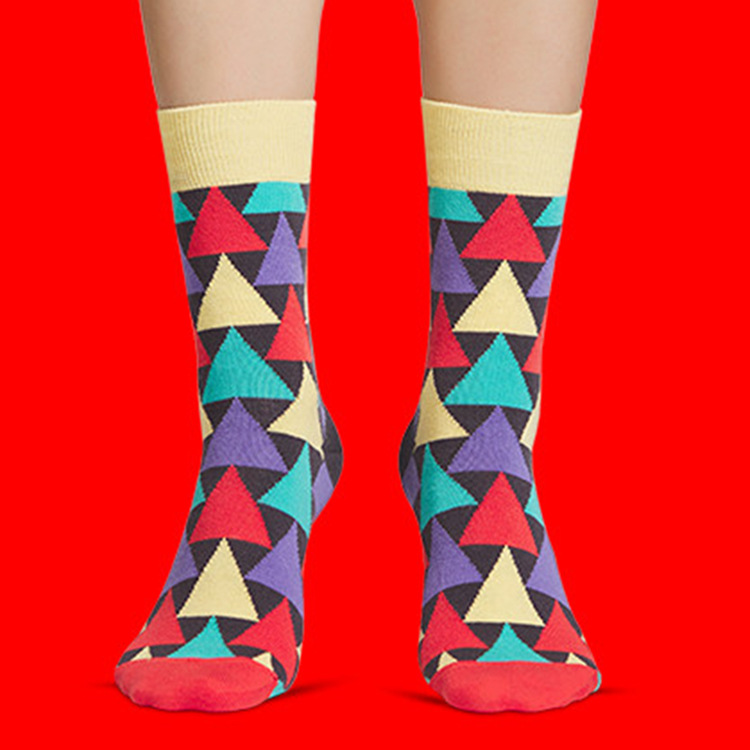 Graficos geometrico jacquard Homens Meias Personalizadas Meias por atacado Colorido