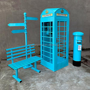 Cabine téléphonique antique de style londonien pour décoration extérieure, rose et blanche, avec motifs floraux, pour décoration extérieure - Product Image 2