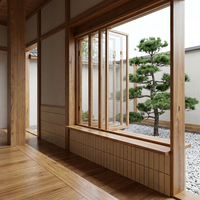 Portes pliantes en bois de style américain avec verre trempé, design moderne pour l'entrée et l'extérieur
