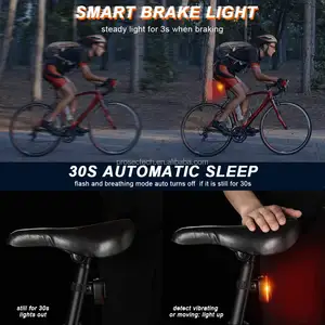 Feu de freinage arrière de vélo USB rechargeable antivol alarme de sécurité feu arrière de vélo intelligent Gadgets à usage personnel pour vélo