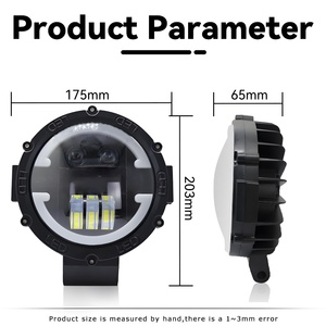 Support de phare de travail avant LED 7 pouces pour moto, projecteur à faisceau haut/bas, phare de conduite étanche, feux antibrouillard pour ATV Wrangler - Product Image 2