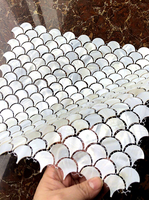 Autocollants muraux en mosaïque de coquillages naturels style européen, motif écaille de poisson, pour salle de bain, entrée d'hôtel, fond de salon