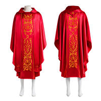 Chasuble Catholique Unisexe en Polyester Mat Brodé Or, Faite à la Main, Prête à l'Expédition, pour Pasteurs et Prêtres, Utilisation Toutes Saisons, Idéale pour la Cérémonie et le Cosplay