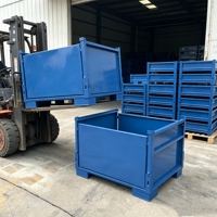 Conteneur en treillis métallique robuste pliable et empilable pour entrepôt industriel, cage à palettes OEM