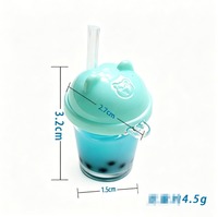 Miniatures de bouteilles 3D en résine, breloques tasses de thé Boba, couvercles en forme d'ours, thé au lait Kawaii, pour scènes de maison de poupée, pâte à modeler, slime, boissons, et porte-clés