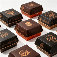 Boîte à burger pliable biodégradable et écologique, très résistante, en carton blanc mat, avec logo personnalisé, résistante à la graisse, livraison rapide - Vente chaude