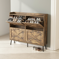 Meuble à chaussures mural ajustable et personnalisable, design étroit pour entrée compacte, style nordique rustique en bois