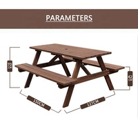 Ensemble de table de pique-nique de parc extérieur au design européen moderne, imperméable, rectangulaire, en bois massif, pour applications hôtelières et villas