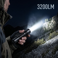 Lampe torche LED rechargeable par USB AURORA T2 3200LM IP68 étanche, batterie de grande capacité 5000mAh, longue durée de fonctionnement, lampe tactique
