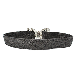 Cinturón <span class=keywords><strong>de</strong></span> vestir <span class=keywords><strong>de</strong></span> <span class=keywords><strong>mujer</strong></span> elástico <span class=keywords><strong>rafia</strong></span> botón mariposa <span class=keywords><strong>de</strong></span> metal a la moda personalizado <span class=keywords><strong>de</strong></span> fábrica al por mayor - Product Image 3