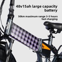Vélo Électrique Pliant Transfrontalier 20 Pouces, Moteur Arrière 750W, 48V 15AH, Unisexe, Léger, pour Commuter en Ville