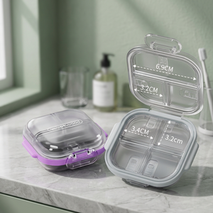 WESTWOOD TP013 Custom Logo Mini Plastic 7 Grids Thick Pill <b>Box</b> Storage Cases 7 Days Weekly Portable <b>Travel</b> Medicine Organizer - Product Image 4