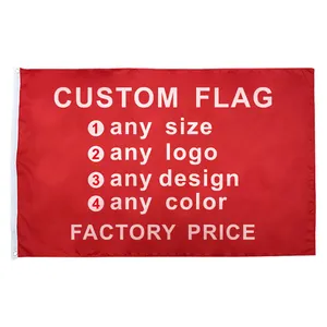 थोक प्रचार झंडे बैनर उच्च गुणवत्ता कस्टम लोगो डिजाइन लाल सफेद, हरे सभी आकार झंडे 3x5ft