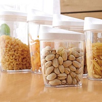 Ensemble de 5 récipients transparents pour la cuisine, boîtes de conservation des aliments, des collations, des fruits secs, des céréales, avec couvercles étanches