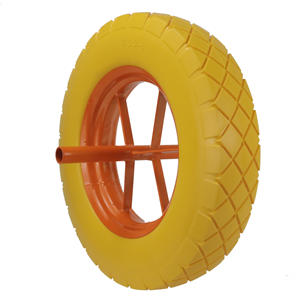 Roue en mousse PU de 14 pouces (3,50-8) de qualité supérieure, avec jante en acier rouge soudée, pour chariot à main/transporteur, vente en gros par Hanak Factory - Product Image 1