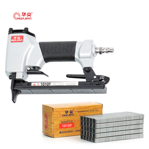 Agrafeuse pneumatique industrielle et DIY 1010F pour cuir et sellerie, avec système anti-blocage et mallette en bois portable - Product Image 1