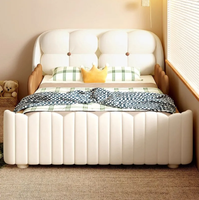 Lit pour enfants au design moderne avec coffre de rangement haut, barrière de sécurité, en bois écologique et cuir, pour garçons et filles, idéal pour la maternelle
