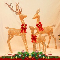 Vente en gros 3 pièces décoration de Noël éclairée cerf intérieur extérieur décoration de Noël LED renne famille ensemble de lumières