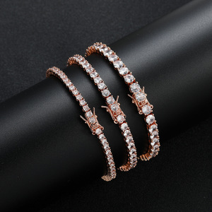 3mm4mm5mm Rose Gold White Zirconium <b>Bracelet</b> <b>Copper</b> Micro-inlaid Zircon Single Row <b>Bracelet</b> Tanjing Fashion Lijing Necklace - Product Image 2