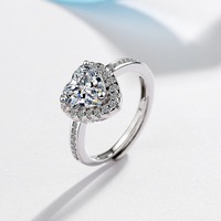 Trendy hartvormige ring van verguld 18K goud met zirkoon, open verstelbaar, damesring voor Valentijnsdag, liefdesbelofte