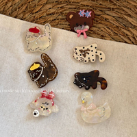 Barrette à cheveux DD Kawaii en forme d'animal, barrette mignonne chat, barrette chien en acétate pour coiffure quotidienne, accessoires capillaires Kawaii