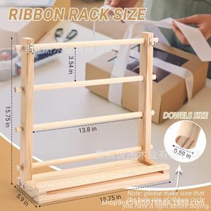 Wooden Ribbon <b>Storage</b> Rack 3 Tier Detachable Desktop Organizer For Workshops Sundries - Product Image 4