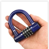 Cadenas de vélo en forme de U à combinaison, quatre chiffres réglables, résistant aux acides, aux coupures et aux scies, modèle 110