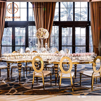 Chaises de mariage en acier inoxydable, Offre Spéciale, pas cher, meubles de luxe pour Banquet, hôtel, médaillon Gloden