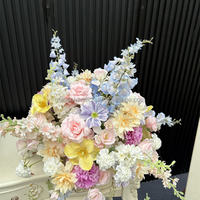 Arrangement de centre de table pour mariage, couleur printanière, boule de fleurs de 60 cm, mélange de roses roses et bleues