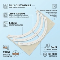 Carte PCB LED CEM-1 personnalisable à rétroéclairage, ensemble de bandes incurvées à 3 arcs, finition de surface OSP pour éclairage, carte PCB OEM