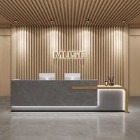 Comptoir d'Accueil Contemporain et Élégant pour Salon de Beauté, Hôtel ou Entreprise – Banque d'Accueil Brillante avec Éclairage LED