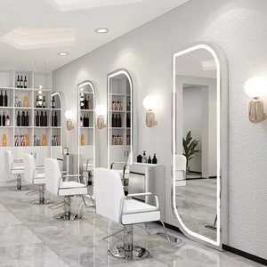 Espejo de Salón Moderno de Cuerpo Entero con Arco, Espejo de Pared para Salón de Belleza con LED, Espejo de Salón con Marco de Acero Inoxidable - Product Image 3