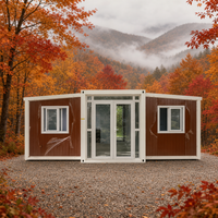 Maison conteneur extensible à double aile de 20 pieds avec espace habitable, maison modulaire préfabriquée pour logement familial, bureau de chantier et location