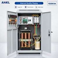 Stabilisateur de tension servo triphasé 150 kVA, robuste, 380 V, réponse en 1,5 s, protection contre les courts-circuits, équipement industriel critique