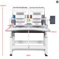 Machine à broder numérique automatique à 2 têtes avec 9/12 aiguilles pour usage commercial