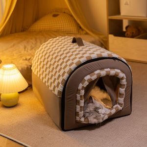 Kış ve sonbahar Pet mobilya kalın şekilli ev tarzı yatak ile büyük uzay karbon Fiber malzeme kedi yatak çıkarılabilir - Product Image 4