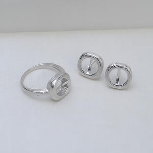 S925 Silver DIY Accessory <b>Pearl</b> <b>Set</b> 14.5-14.7mm Mabuto Empty Pendant Earring Ring 6120 Fashion Jewelry - Product Image 3