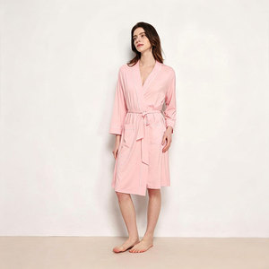 Women's Bamboo Lounge Robe Knitted Sleepwear Casual Home Wear Nightwear Pajama Set bamboo loungewear cotton robes woman clothes - Product Image 2